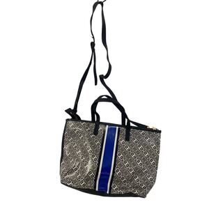 TORY BURCH Monogram Blue & Gray PVC Large Tote Bag Dual Straps